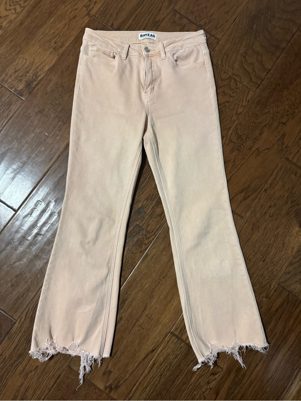 BAYEAS Women's Light Frayed Hem Flare Jeans